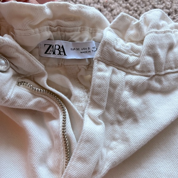 Zara paper bag waist Cream color pants size US 0 VGUC 💕50% OFF💕 - Picture 2 of 3